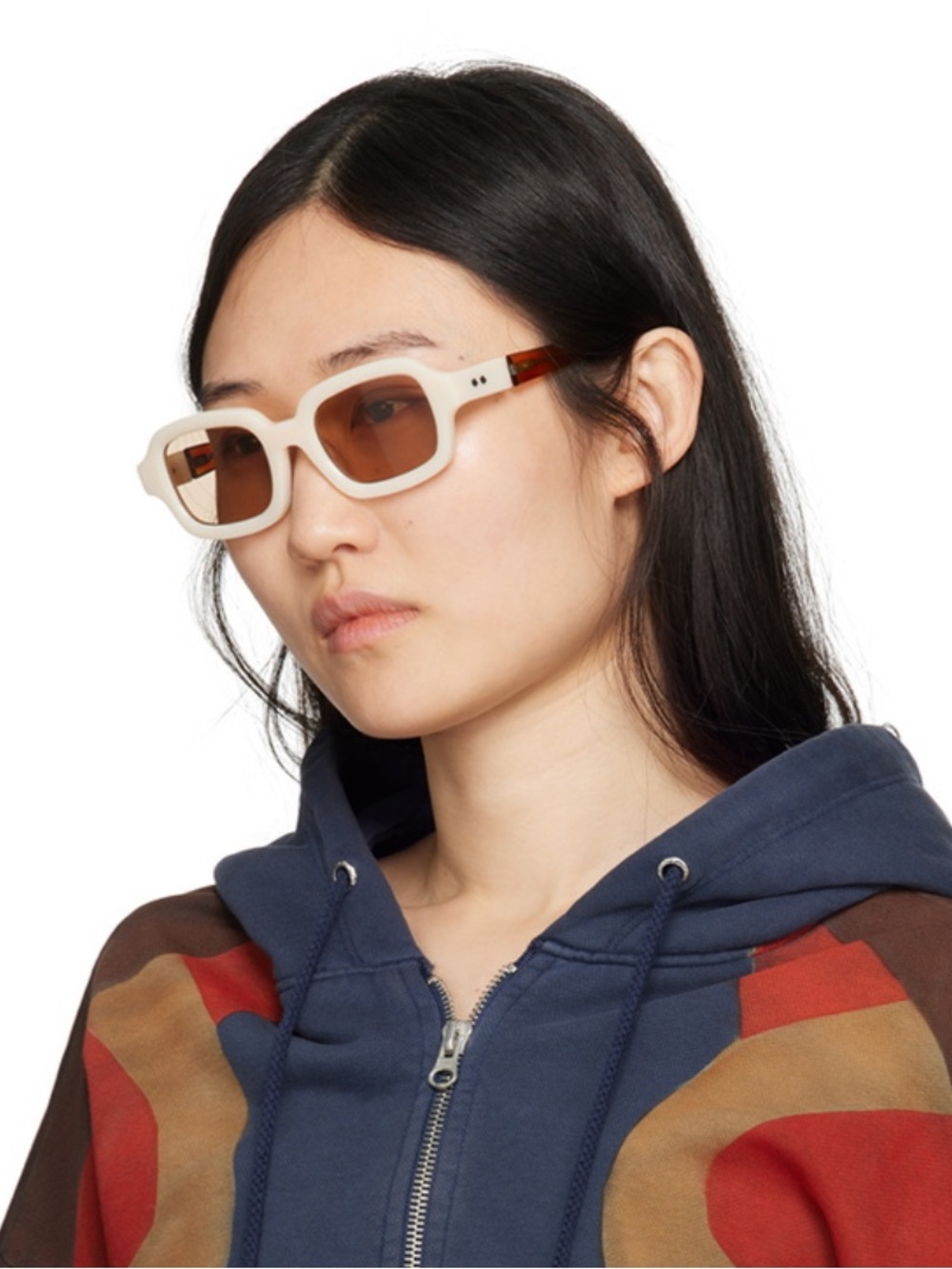 Cream Frame Sunglasses with Brown Lenses